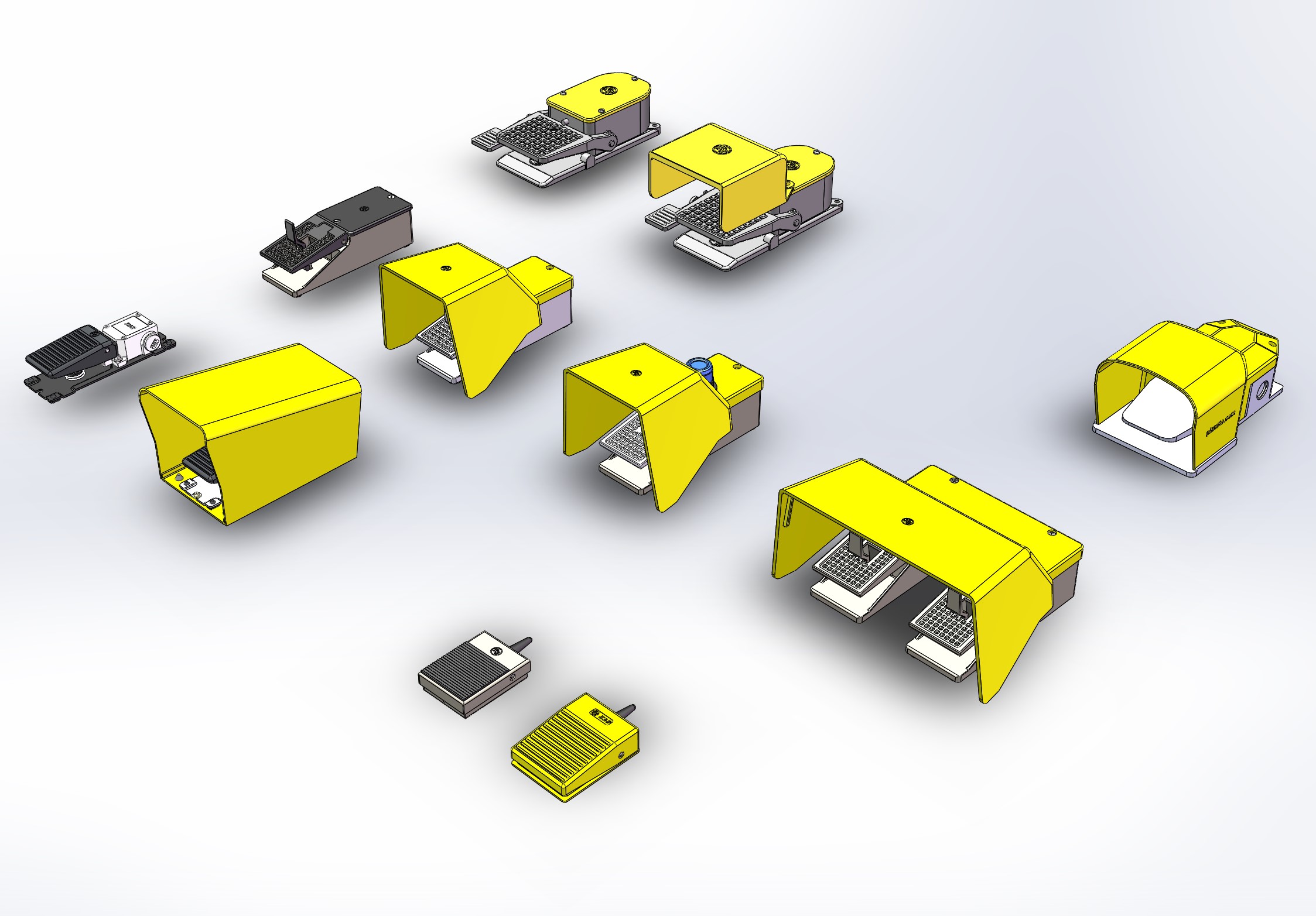 11套脚踏开关3d图纸电气脚踩式电气开关3d图纸